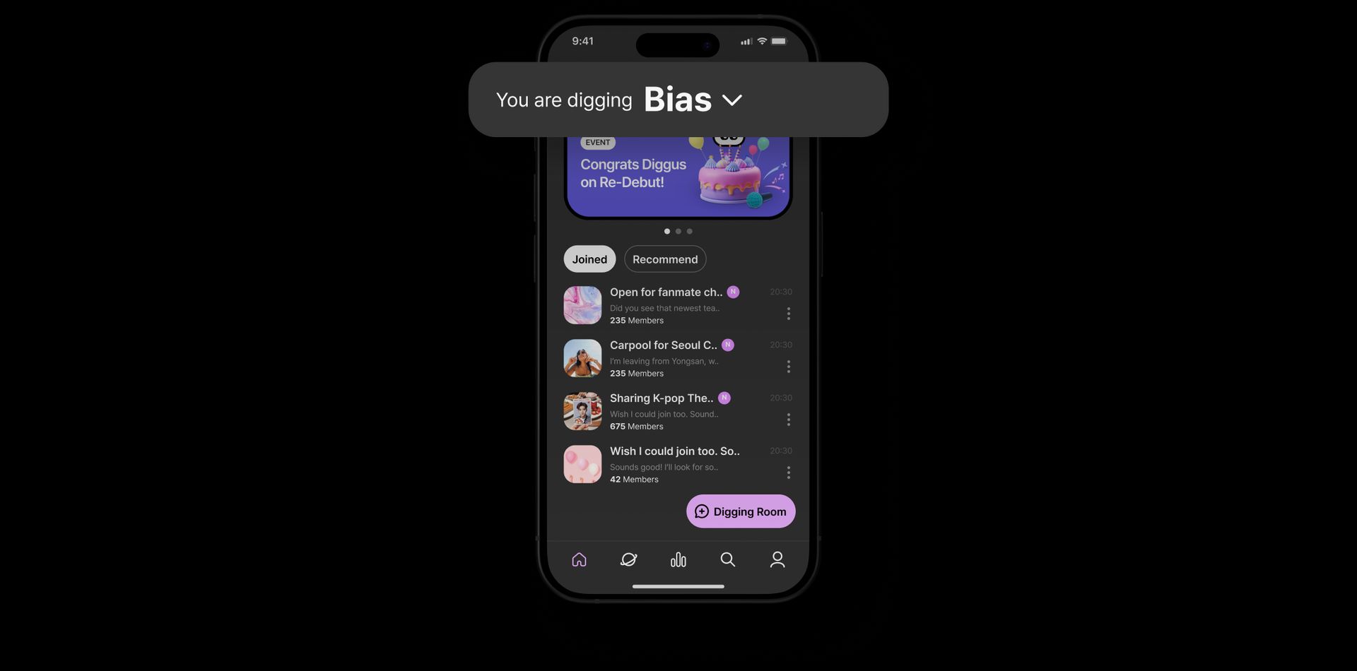 Digging chatting packed with your bias